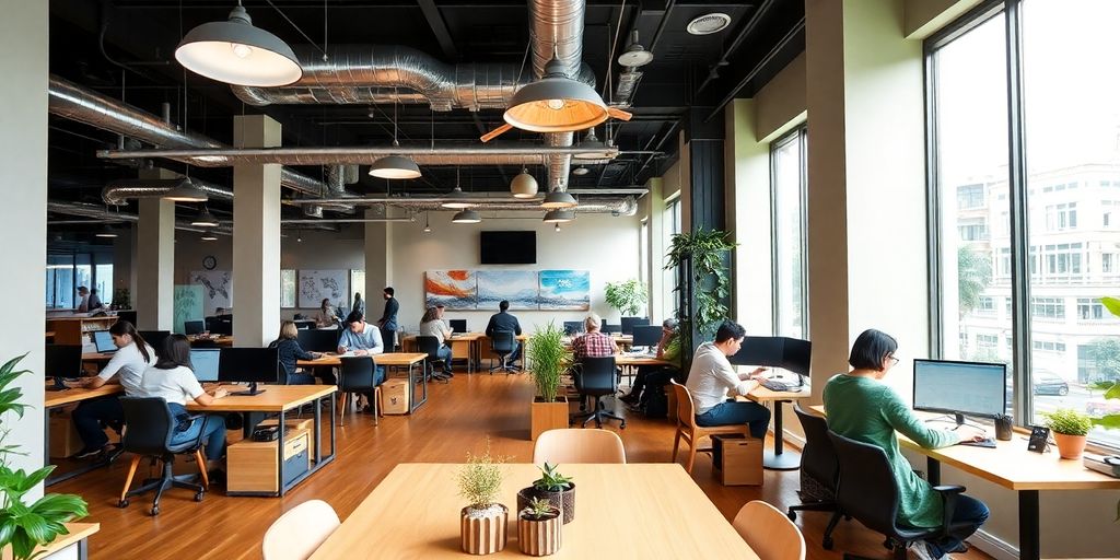 Modern coworking space in Ho Chi Minh City with people.