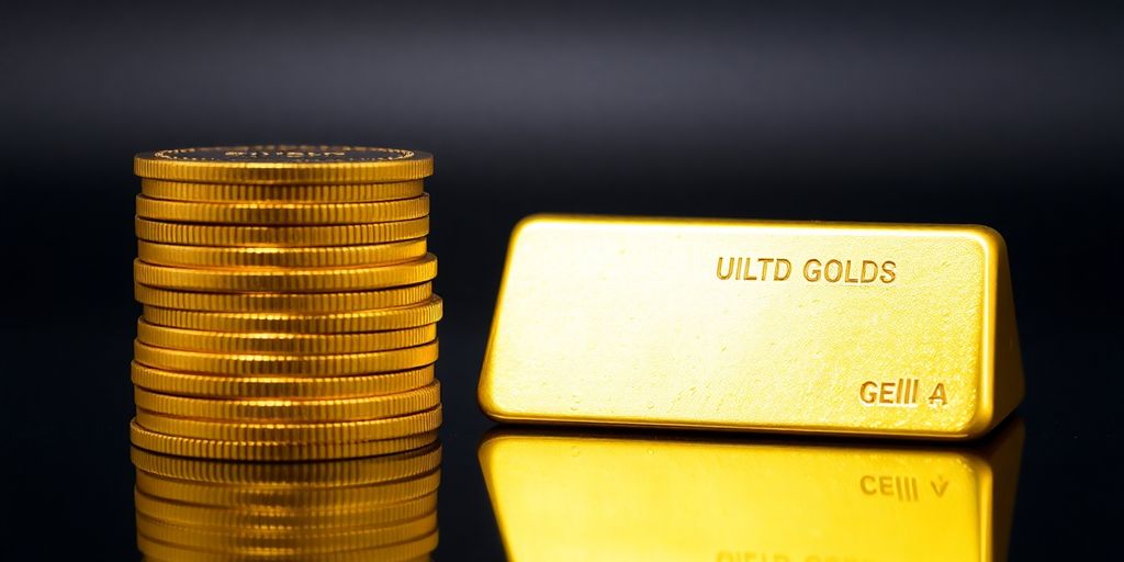 Pièces et lingots d'or empilés
