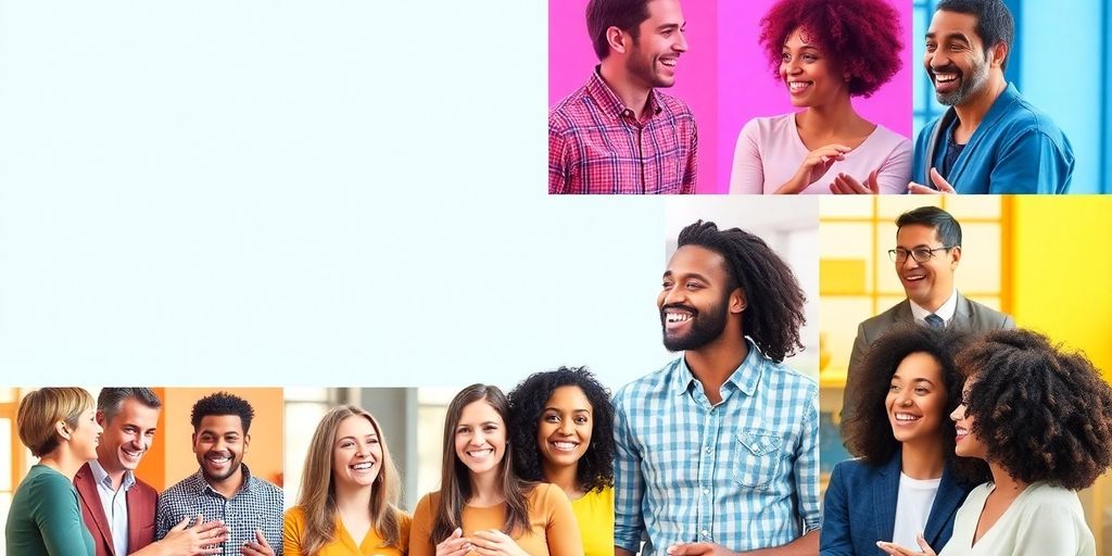 Smiling people connecting through personal ads.