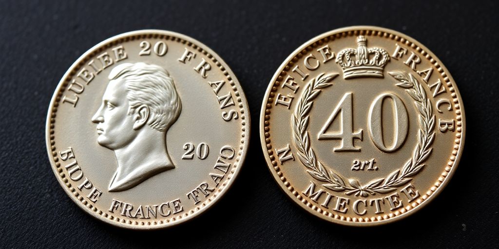 Comparaison visuelle des pièces de 20 et 40 francs.