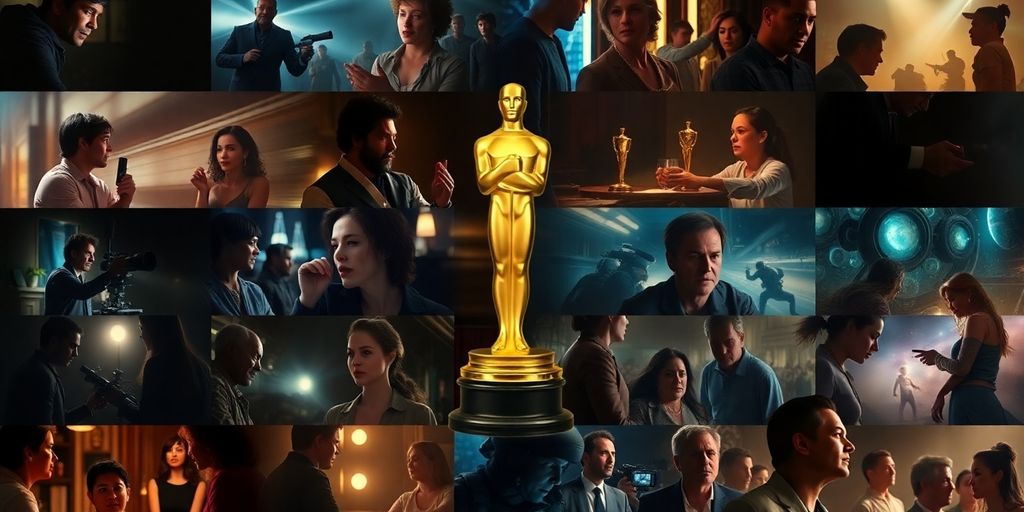 Montage of scenes from 2025 Oscar-nominated films.