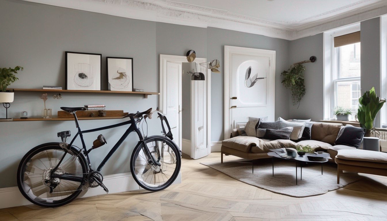 wall-mounted bike rack in London apartment