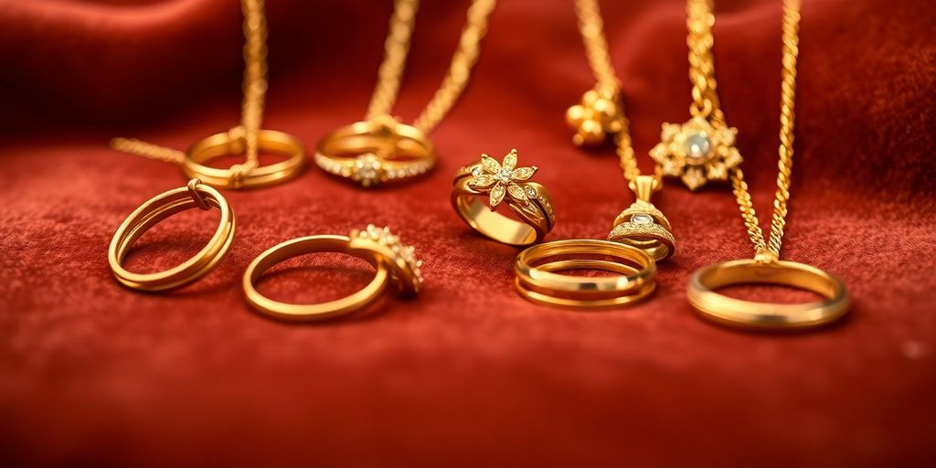 Bijoux en or élégants sur fond en velours.
