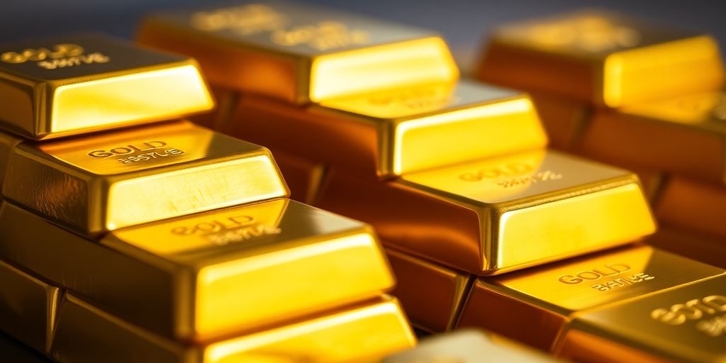 Des lingots d'or empilés avec éclat.