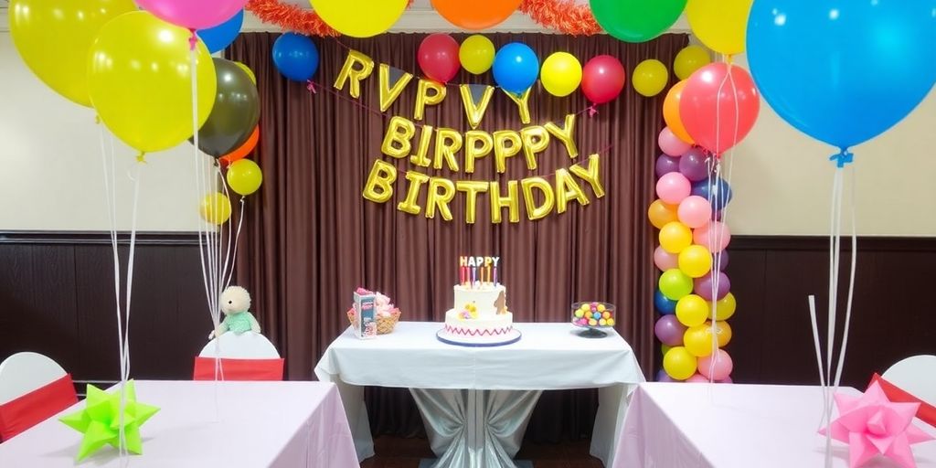Birthday party decorations at Croydon Park Hotel.