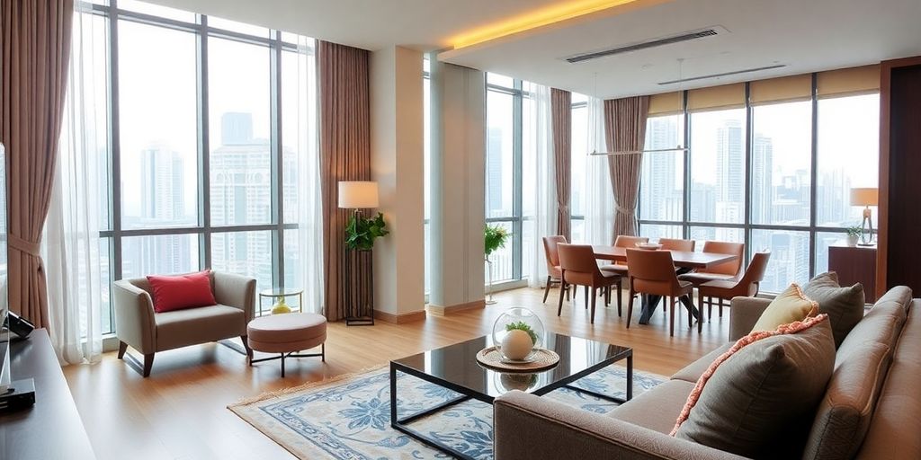Stylish serviced apartment interior in Kuala Lumpur.