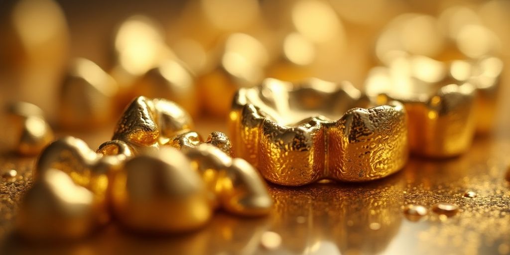 Des morceaux d'or dentaire brillants et raffinés.
