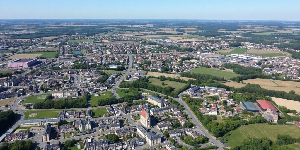 Vue aérienne de Monceau-les-Mines et Châlons-sur-Saône.