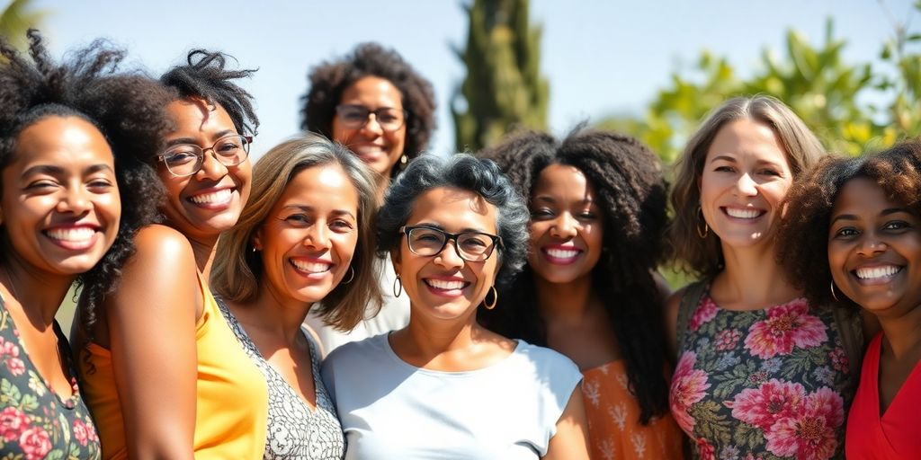 Frauen feiern gemeinsam an einem sonnigen Tag.
