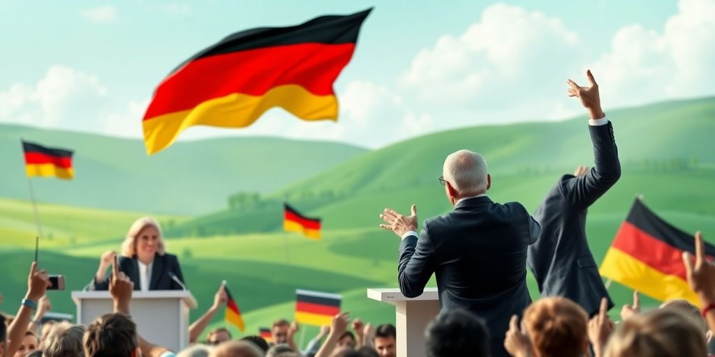 German leaders debating immigration and climate policy during election.