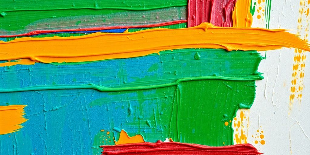 Close-up of painted strokes in vibrant colors.