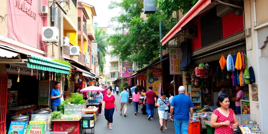 Lively street scene in Malate District, Manila, Philippines.