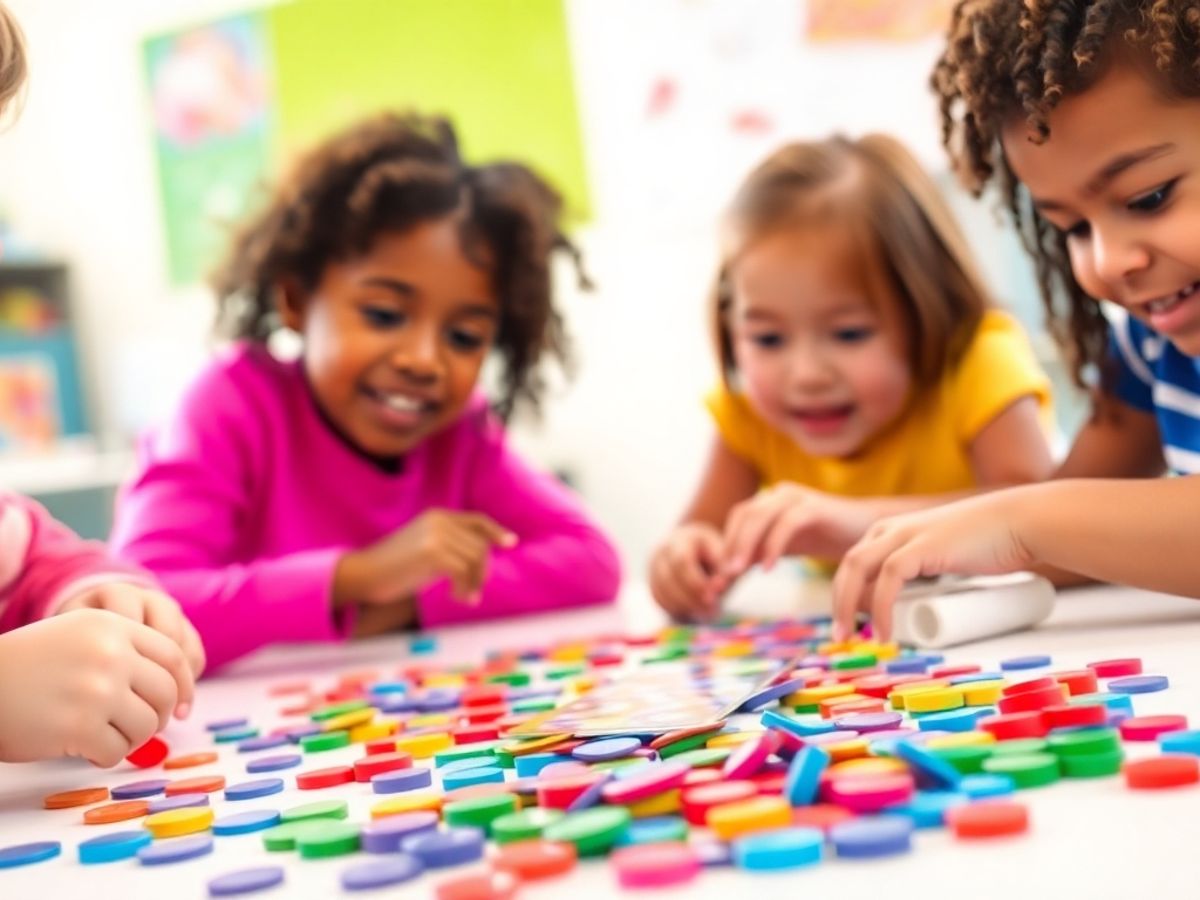 Copii jucându-se un joc de memorie.