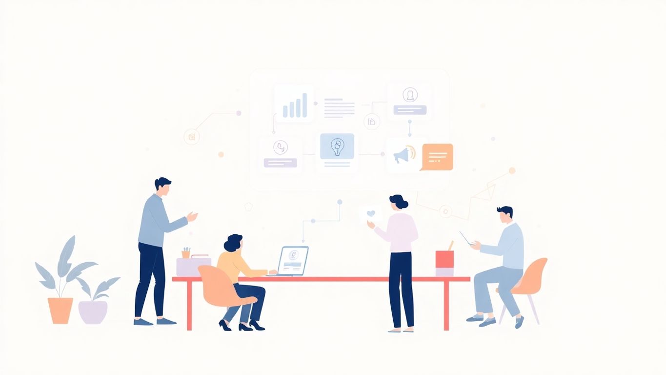 Illustrasjon av produktutvikling i moderne stil.