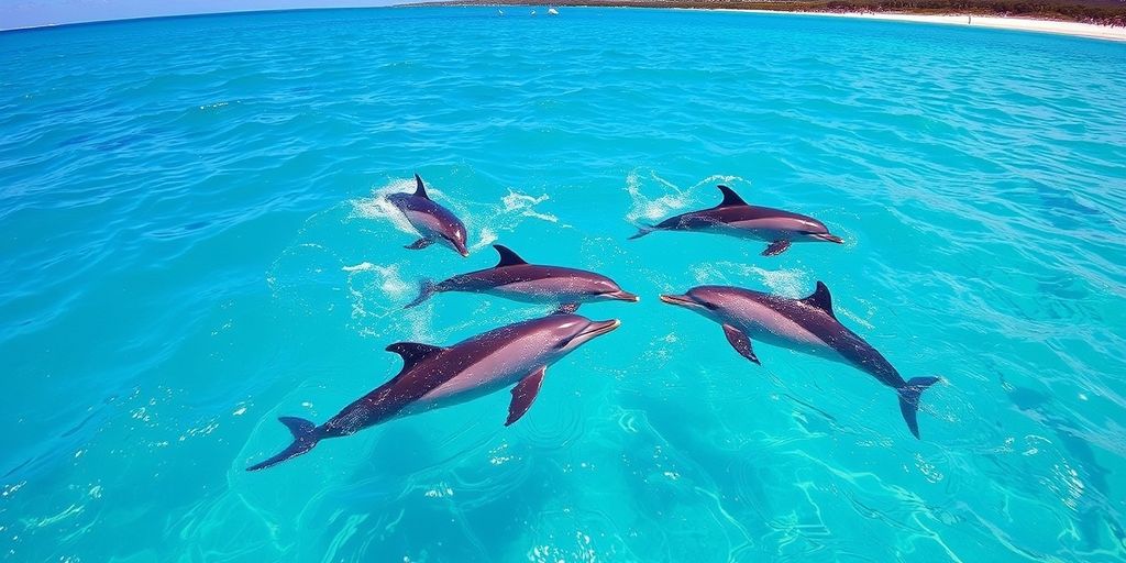 Dolphins swimming in clear Ballina waters