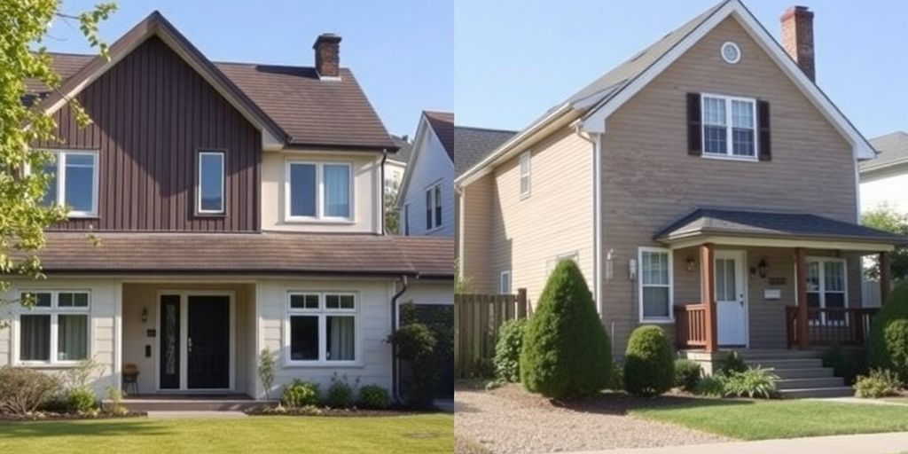 Dos casas comparando seguros de hogar familiares.