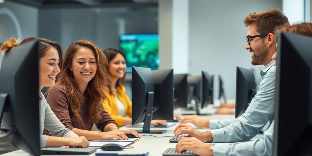 Opusteni tim za podršku u modernom radnom okruženju.