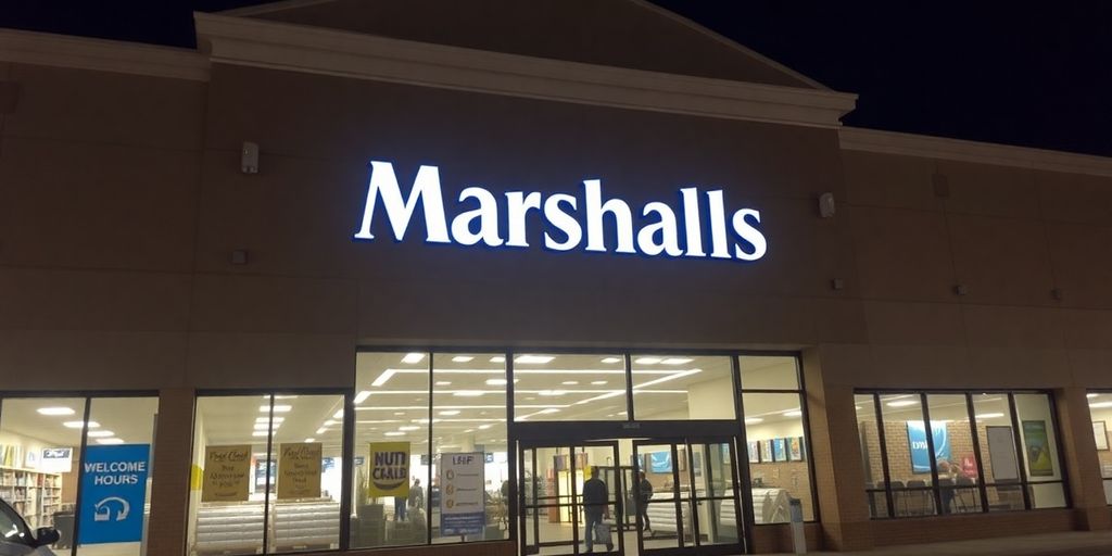 Marshalls store exterior with bright lighting.