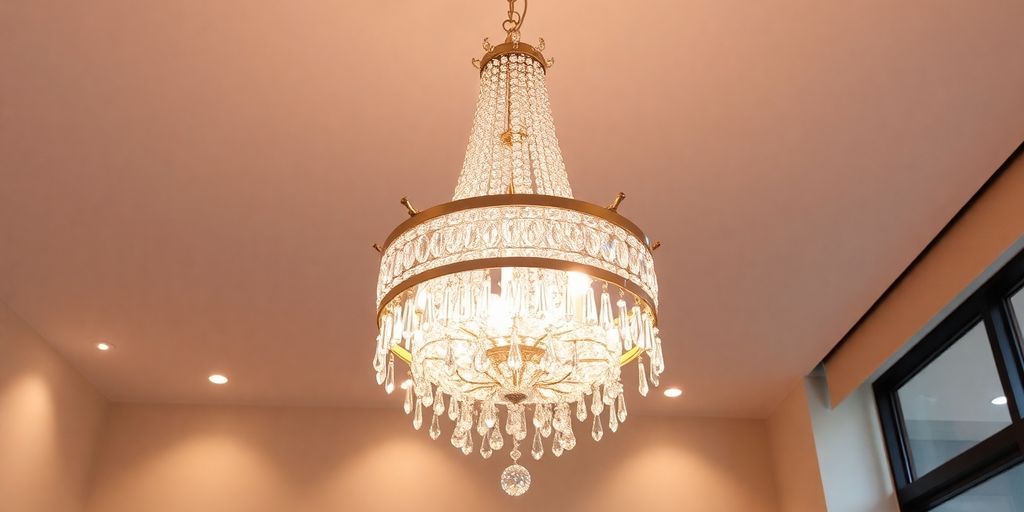 Elegant chandelier in a modern interior setting.