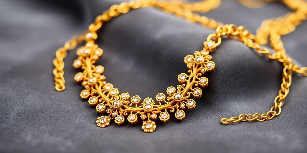 Bijoux en or sur fond en velours riche.