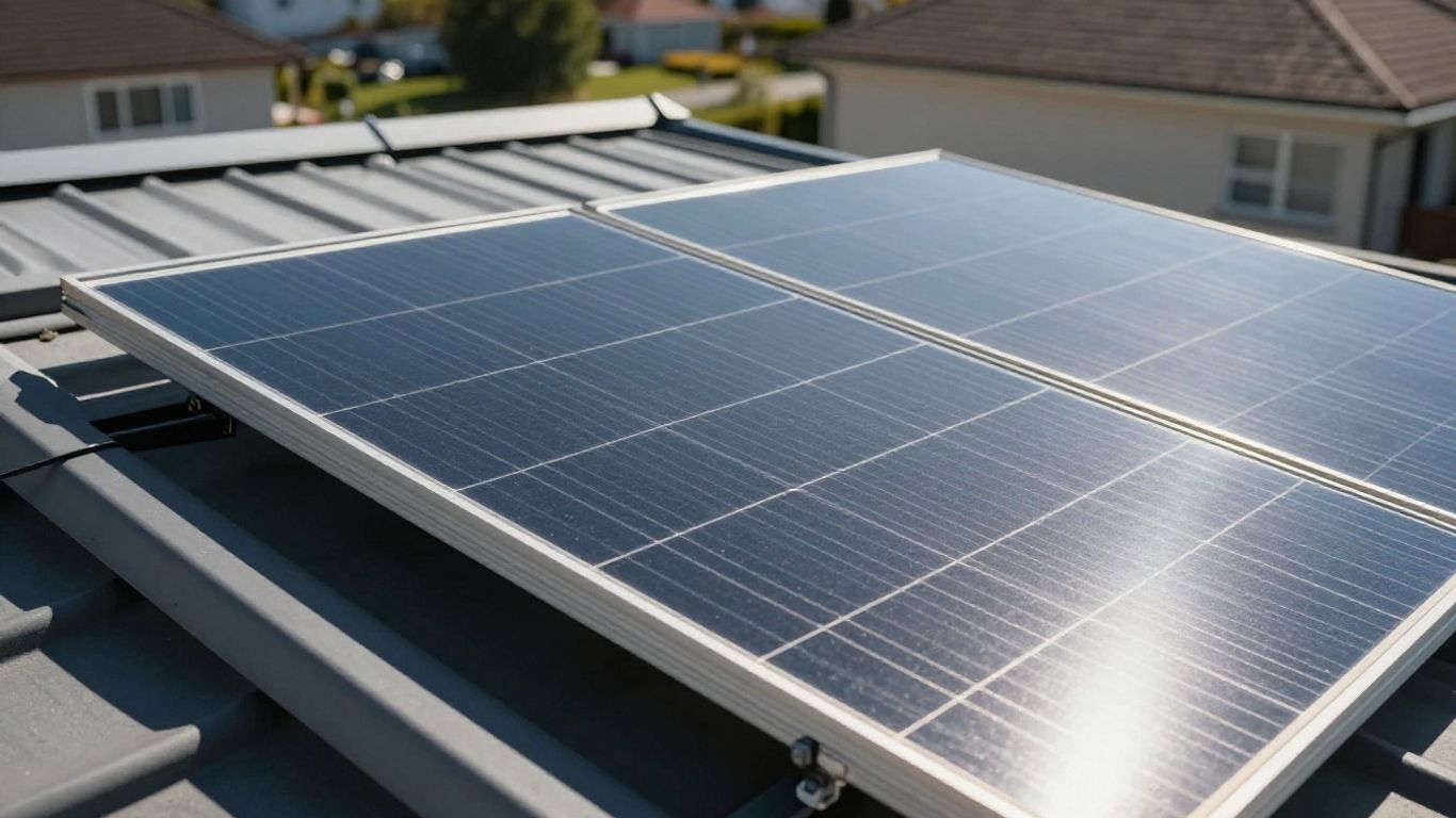 Modern solar panel on a sunny roof.