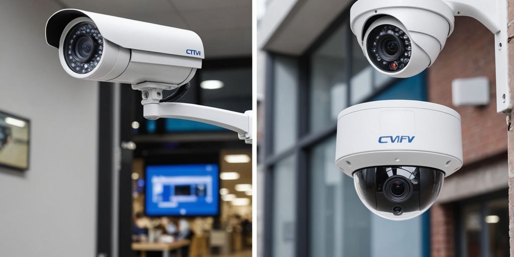 Analogue and IP CCTV cameras side by side.