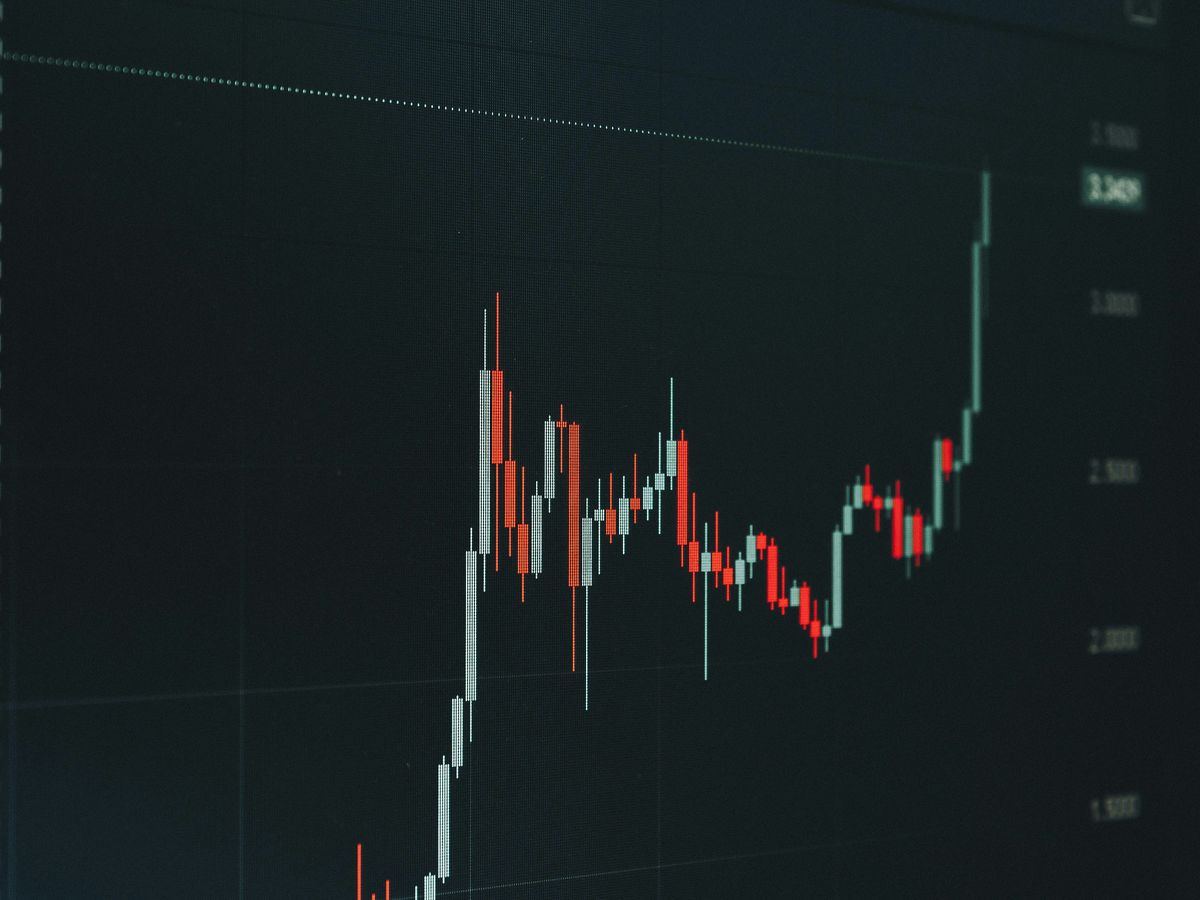 Stock market chart showing upward trend.