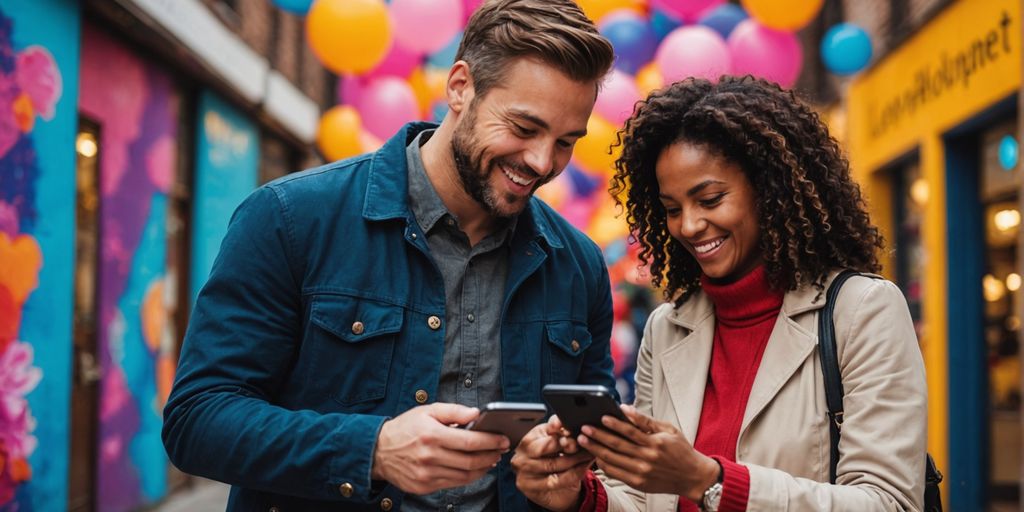 Couple using LovePlanet app