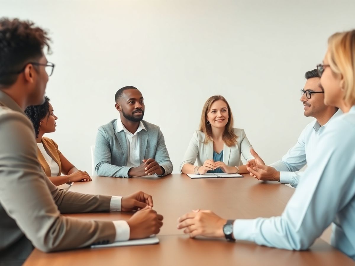 Scenă de mediere în litigii civile, oameni discutând.