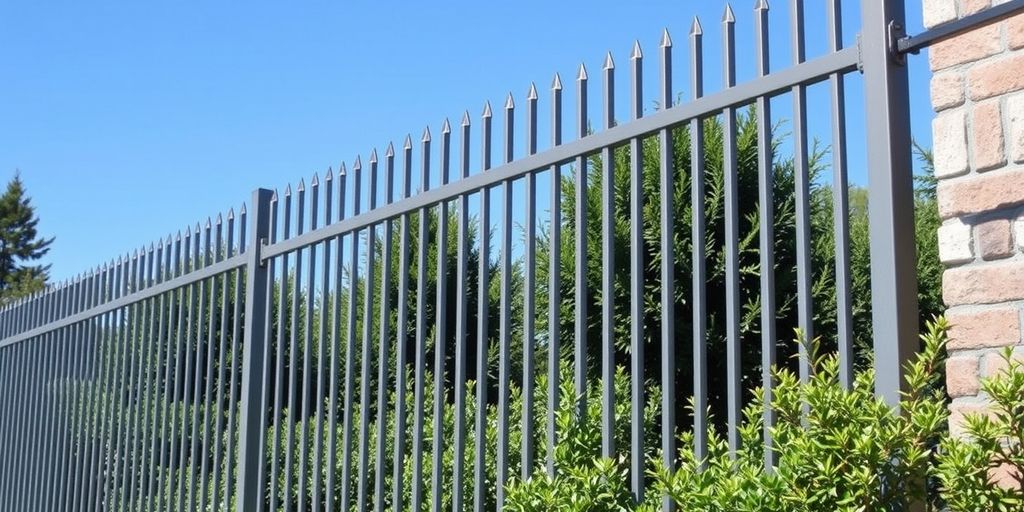 Medium security fence with vertical metal bars