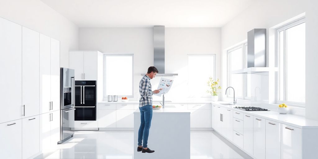 Kitchen designer planning kitchen layout.