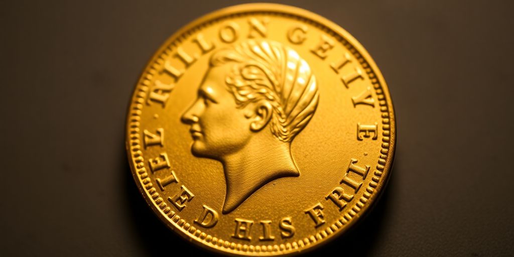 Une pièce de Napoléon en or, avec des détails fins.