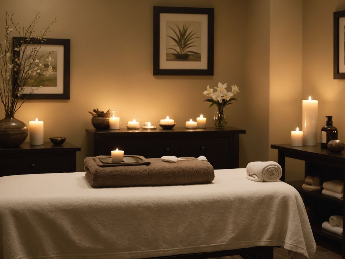 Serene spa with massage table and calming decor
