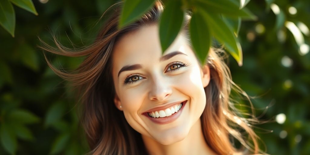 Woman feeling energetic, clear mind.