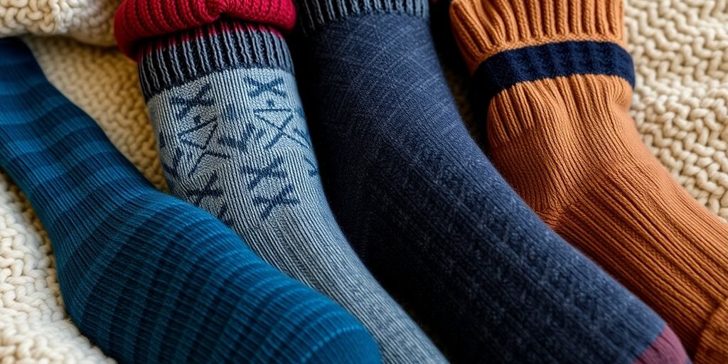 Warm diabetic socks for men in cozy colors and textures.