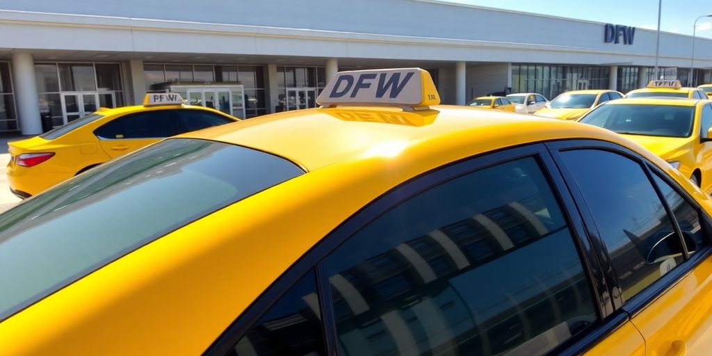 Yellow cabs at DFW airport.