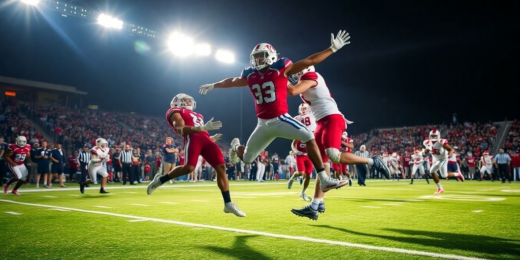 LFL football players in action during a vibrant game.
