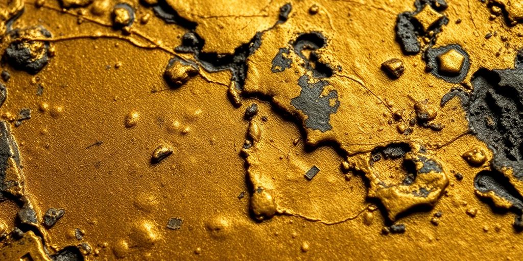 Pièce d'or corrodée avec texture et détails visibles.