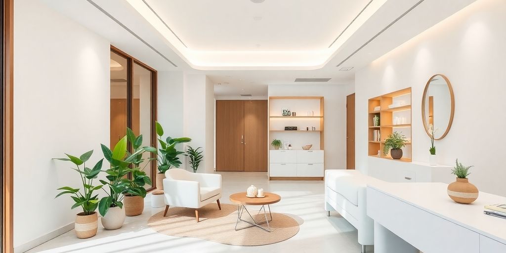 Imagem de uma clínica de bem-estar moderna e elegante.