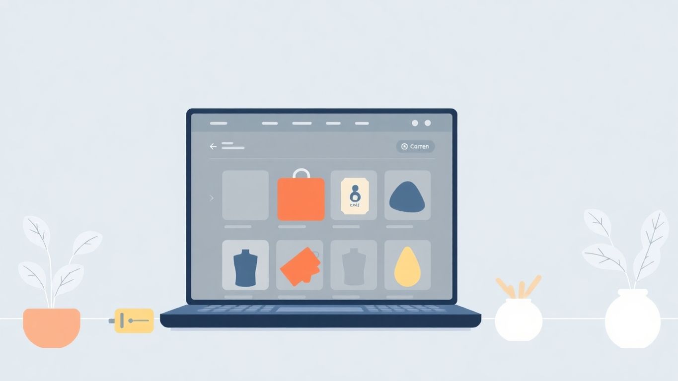 Illustrasjon av en nettbutikk med moderne design.