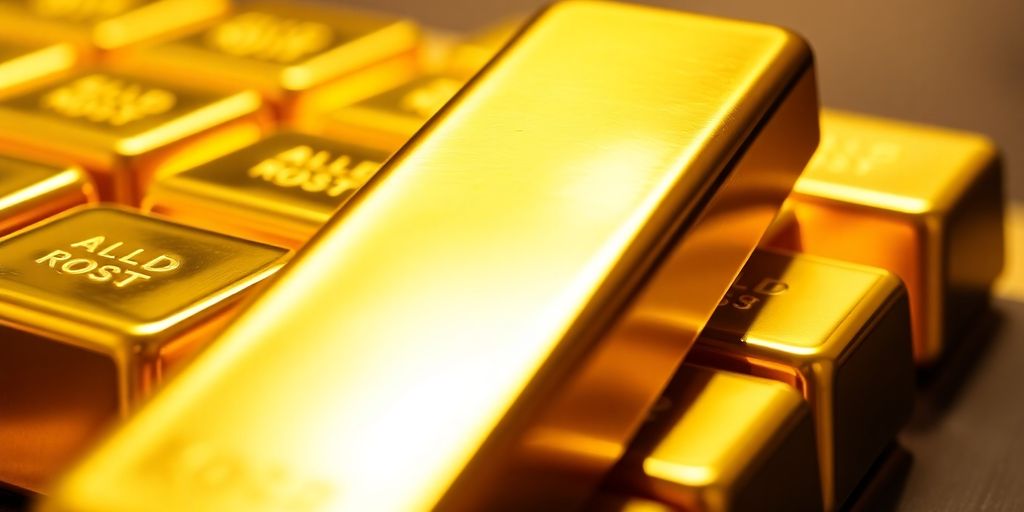 Barres d'or brillantes empilées élégamment.