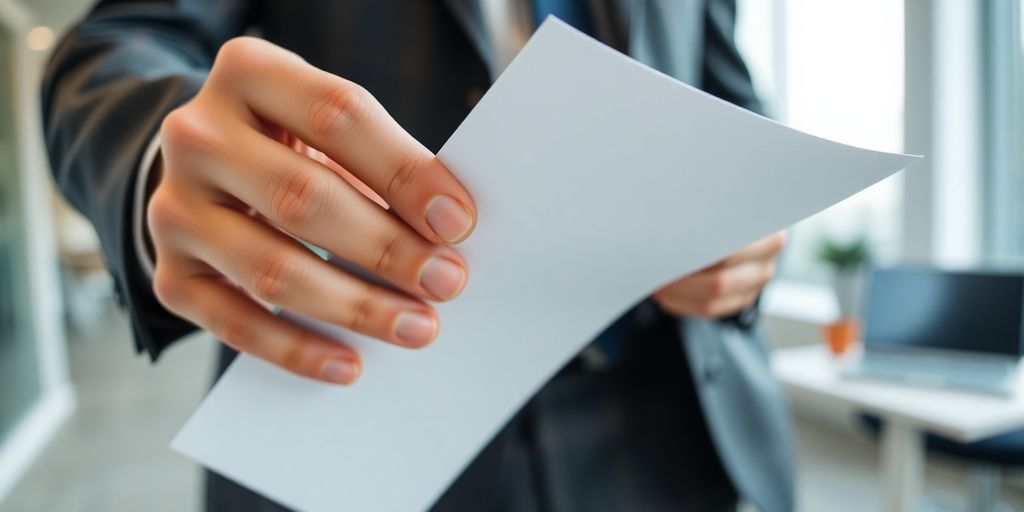 HR professional smiling, holding a resume.