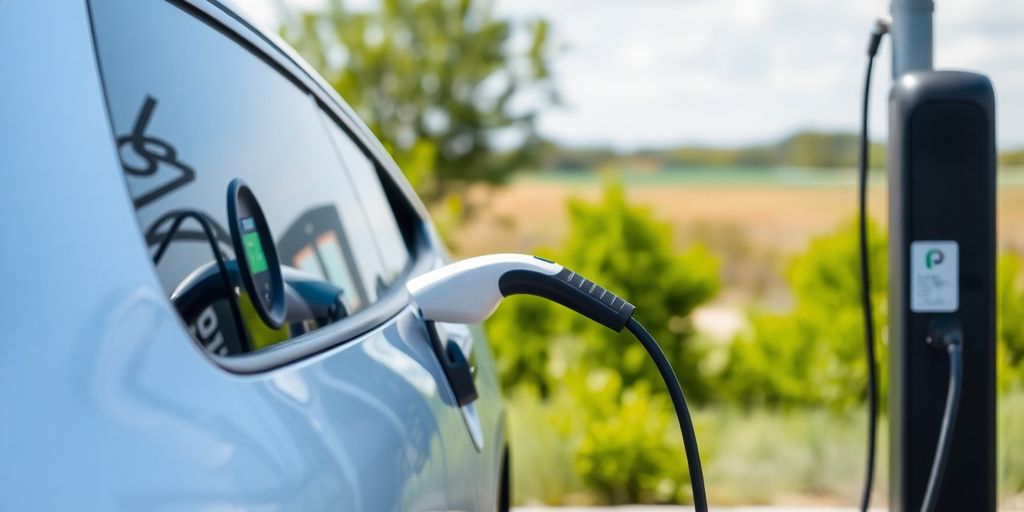 Electric car charging in Illinois.