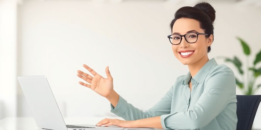 Professional on a computer, receiving a recommendation.
