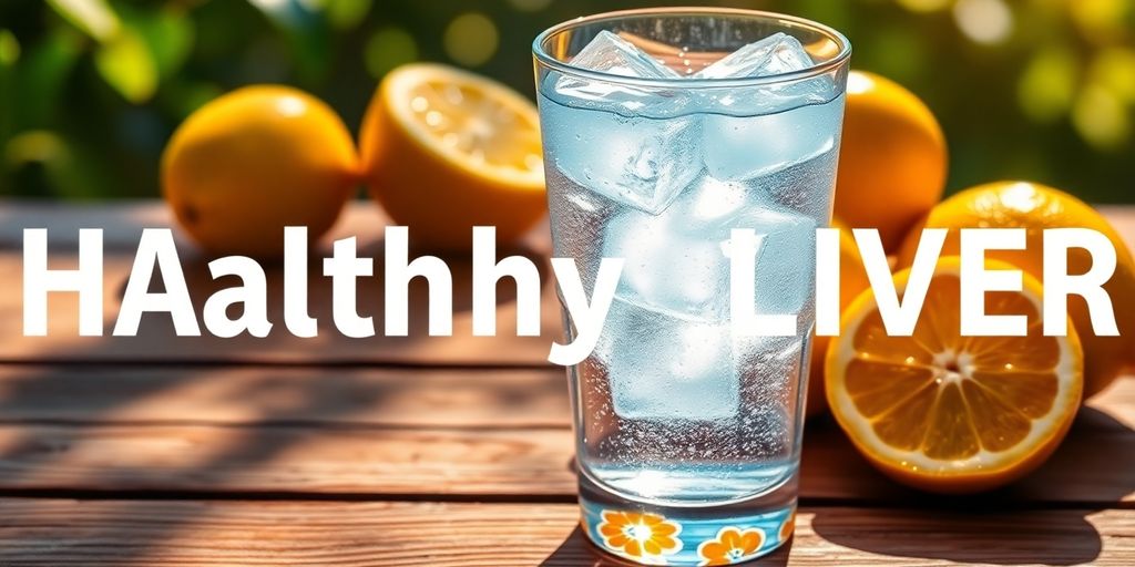 A glass of water with fruits on a wooden table.