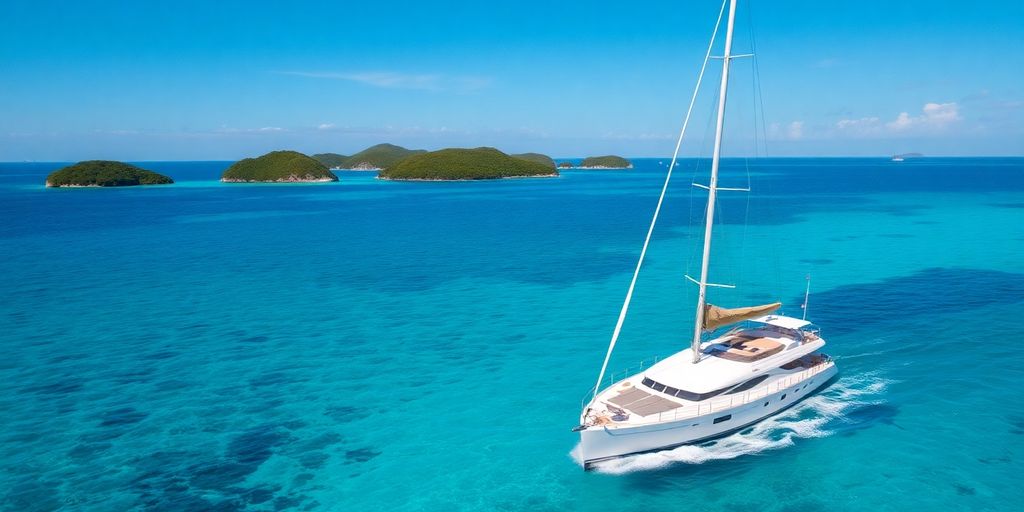 Sailing yacht on turquoise water