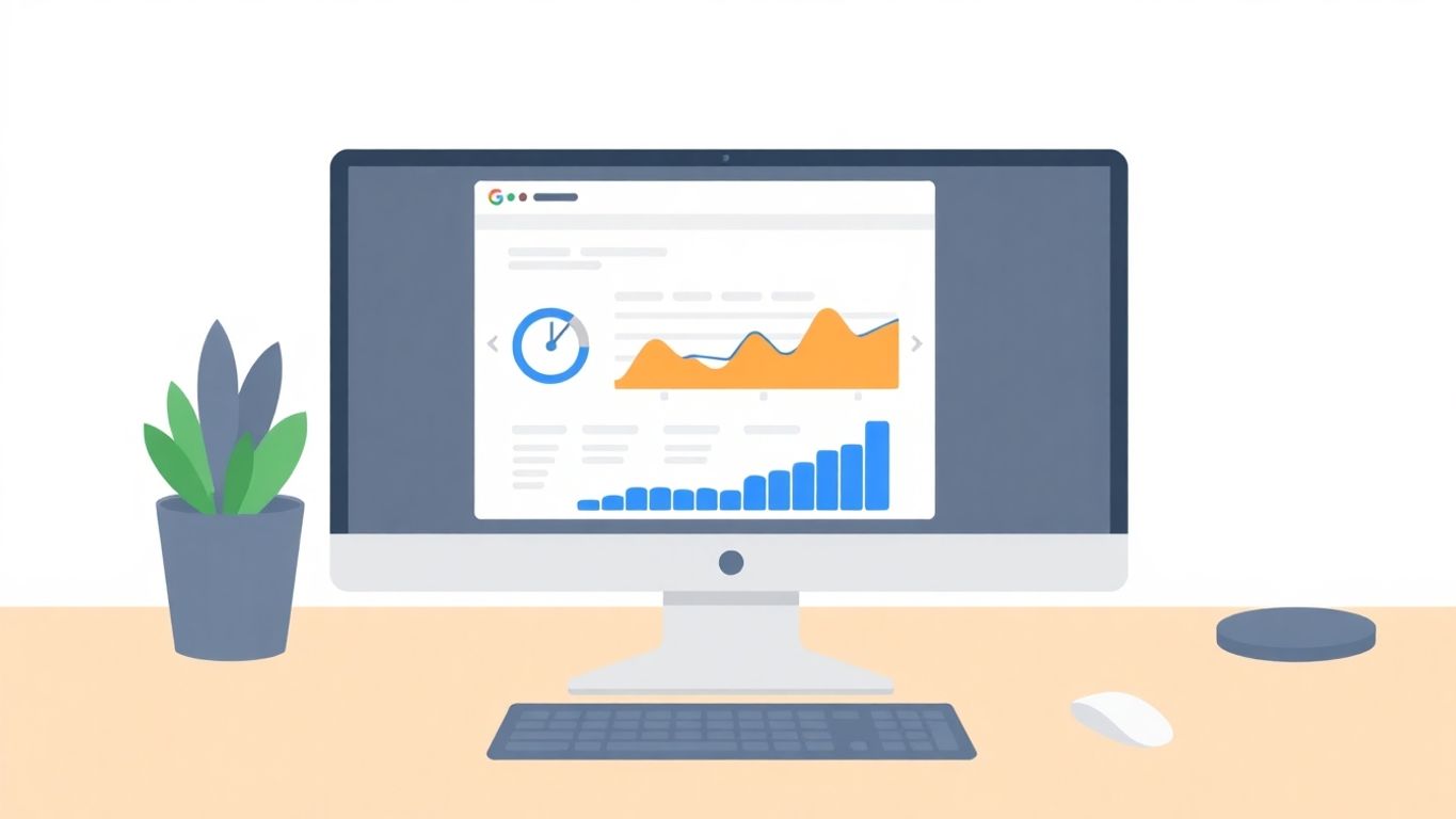 Illustrasjon av en dataskjerm med ytelsesdata.