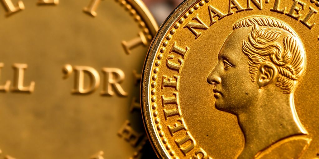 Comparaison entre une pièce de Louis d'Or et Napoléon.