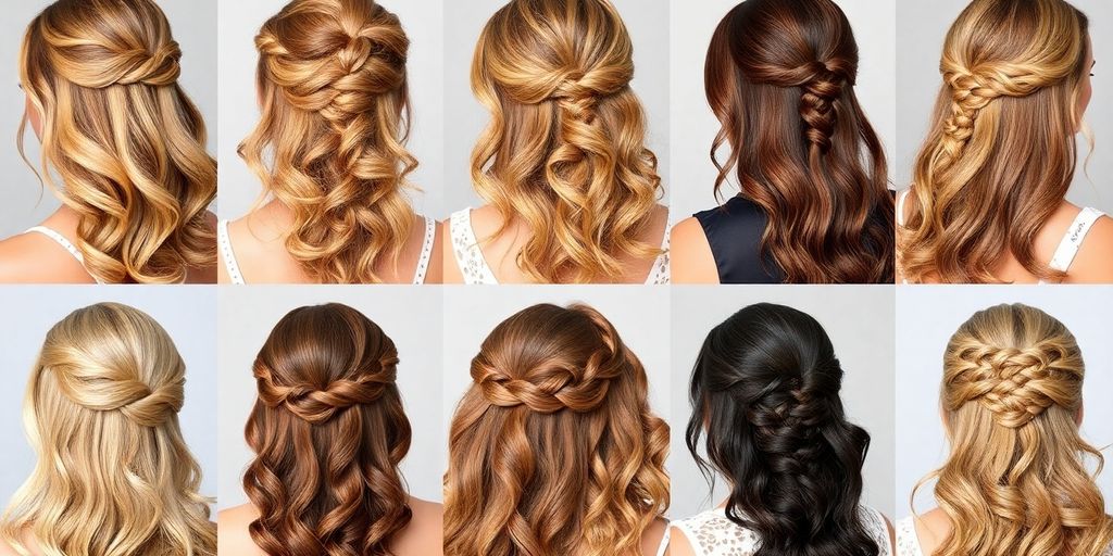 Halboffene Frisuren in verschiedenen Längen und Stilen.