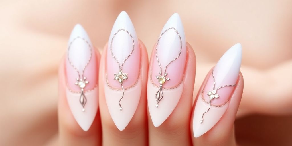 Unhas bailarina bem feitas com arte e brilho.